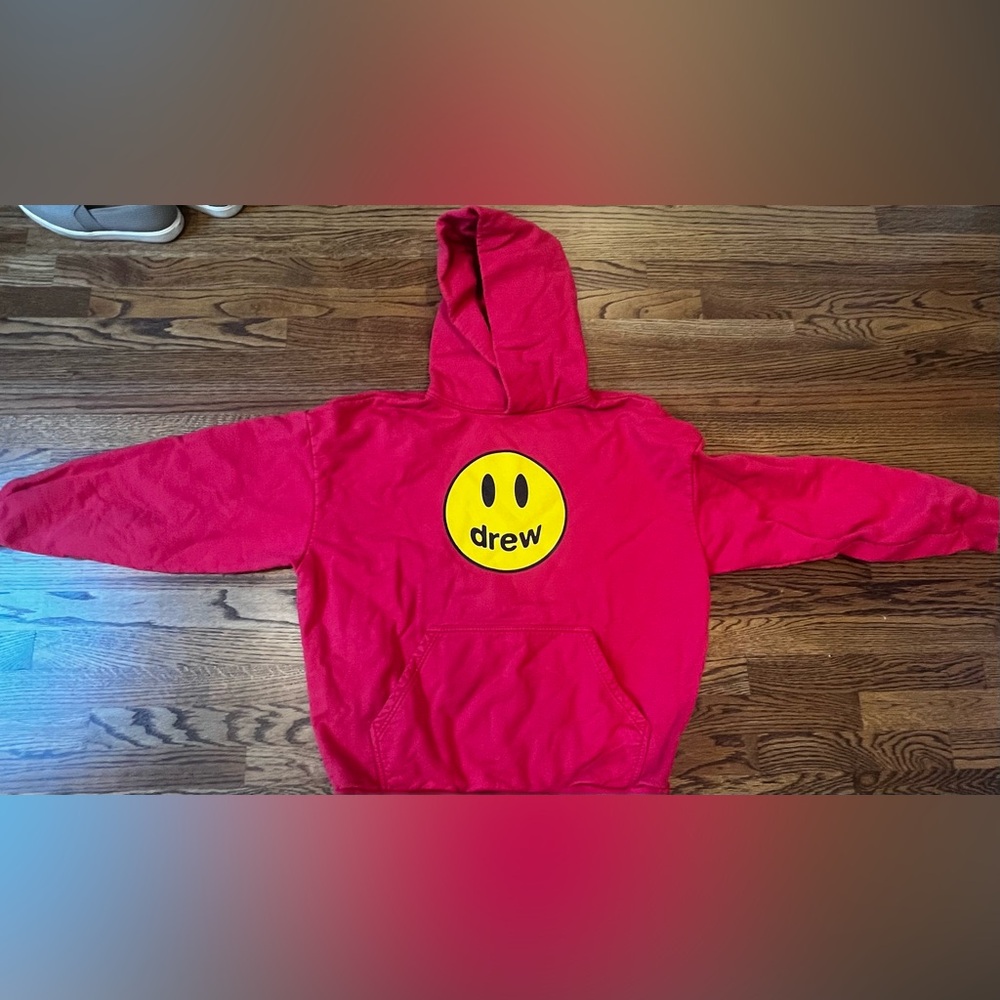 Drew House Red and Yellow Smiley Face Hoodie